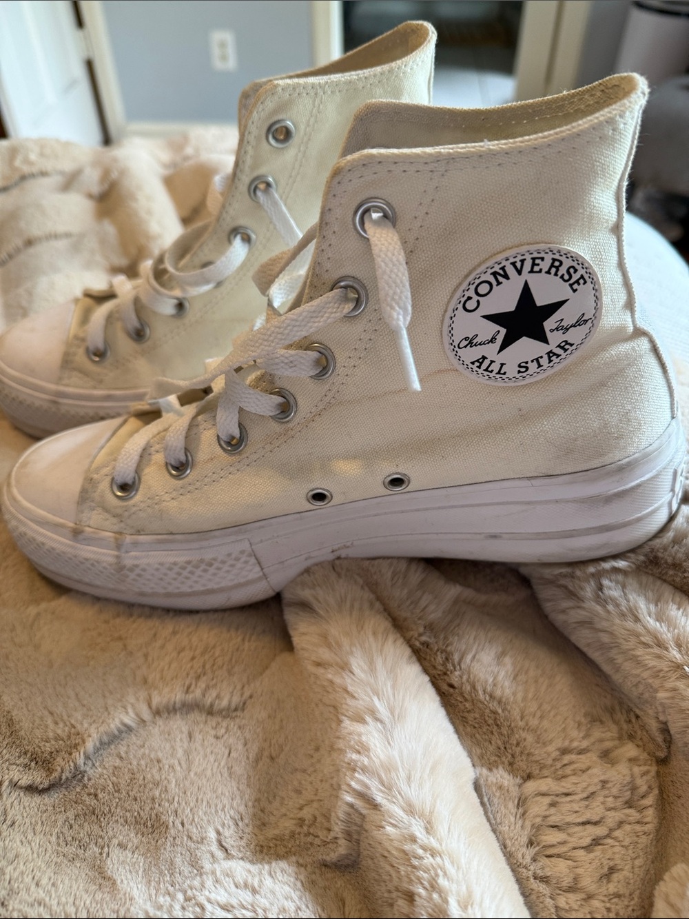Converse White High Top Platform Chuck Taylor All Star Sneakers